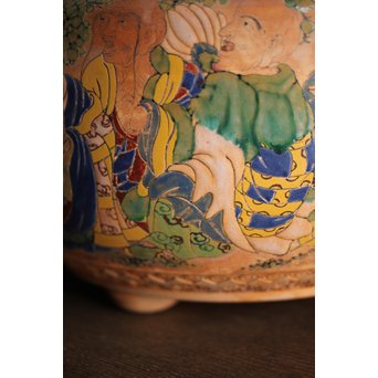 九々鱗 青木木米 素焼/白泥 十六羅漢彩色 涼炉/瓶掛　P192 