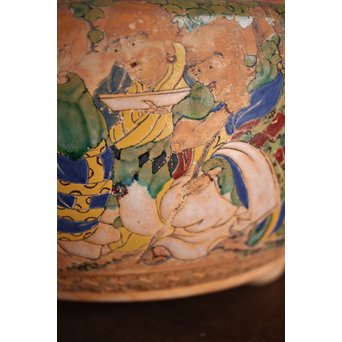 九々鱗 青木木米 素焼/白泥 十六羅漢彩色 涼炉/瓶掛　P192 