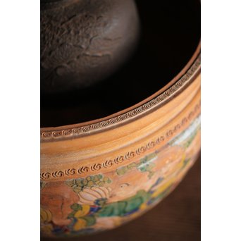 九々鱗 青木木米 素焼/白泥 十六羅漢彩色 涼炉/瓶掛　P192 
