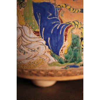 九々鱗 青木木米 素焼/白泥 十六羅漢彩色 涼炉/瓶掛　P192 
