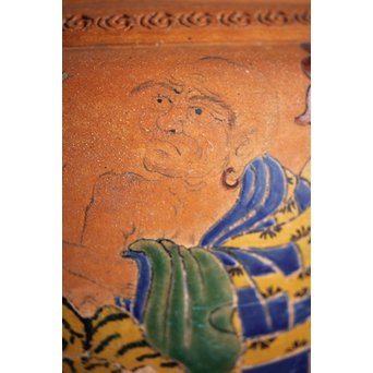 九々鱗 青木木米 素焼/白泥 十六羅漢彩色 涼炉/瓶掛　P192 