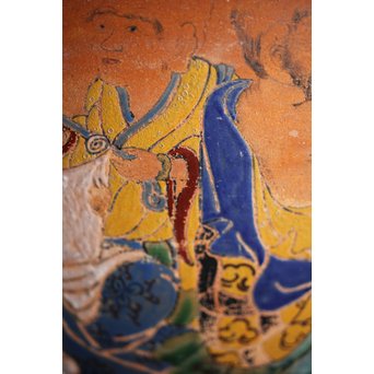 九々鱗 青木木米 素焼/白泥 十六羅漢彩色 涼炉/瓶掛　P192 