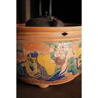 九々鱗 青木木米 素焼/白泥 十六羅漢彩色 涼炉/瓶掛　P192 