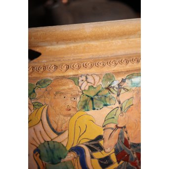 九々鱗 青木木米 素焼/白泥 十六羅漢彩色 涼炉/瓶掛　P192 