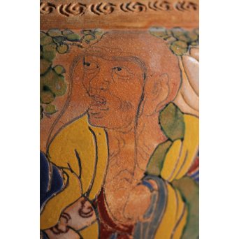 九々鱗 青木木米 素焼/白泥 十六羅漢彩色 涼炉/瓶掛　P192 