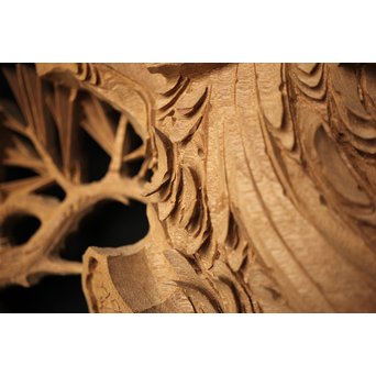 井波彫刻 弘介銘 松の深彫木彫欄間2枚1組　R2562Y 