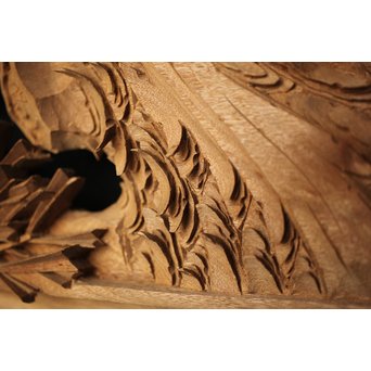 井波彫刻 弘介銘 松の深彫木彫欄間2枚1組　R2562Y 