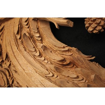 井波彫刻 弘介銘 松の深彫木彫欄間2枚1組　R2562Y 