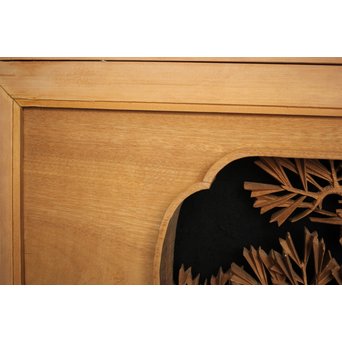 井波彫刻 弘介銘 松の深彫木彫欄間2枚1組　R2562Y 