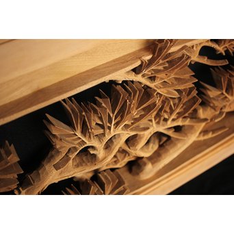 井波彫刻 弘介銘 松の深彫木彫欄間2枚1組　R2562Y 