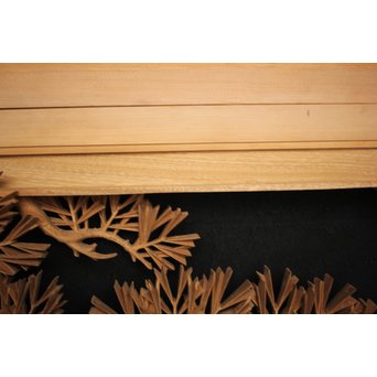井波彫刻 弘介銘 松の深彫木彫欄間2枚1組　R2562Y 