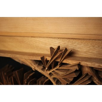 井波彫刻 弘介銘 松の深彫木彫欄間2枚1組　R2562Y 