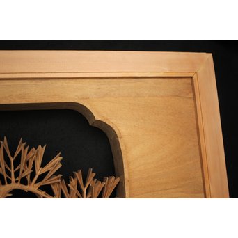 井波彫刻 弘介銘 松の深彫木彫欄間2枚1組　R2562Y 