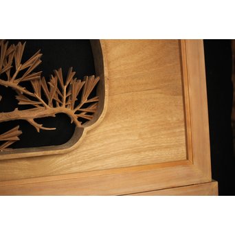 井波彫刻 弘介銘 松の深彫木彫欄間2枚1組　R2562Y 