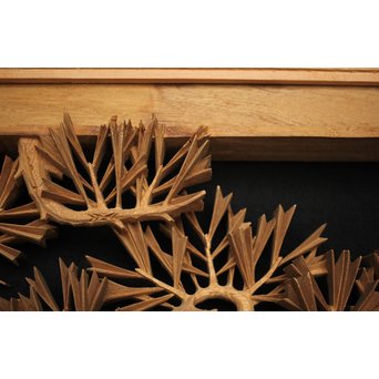 井波彫刻 弘介銘 松の深彫木彫欄間2枚1組　R2562Y 