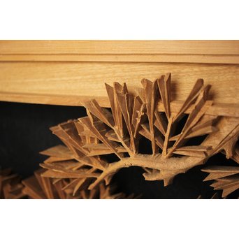 井波彫刻 弘介銘 松の深彫木彫欄間2枚1組　R2562Y 