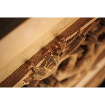 井波彫刻 弘介銘 松の深彫木彫欄間2枚1組　R2562Y 