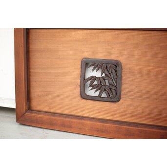 松竹梅 木彫象嵌欄間 2枚1組　R2555 