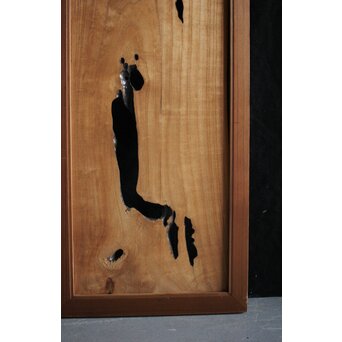 自然木虫食意匠 桐欄間 2枚1組　R2557 