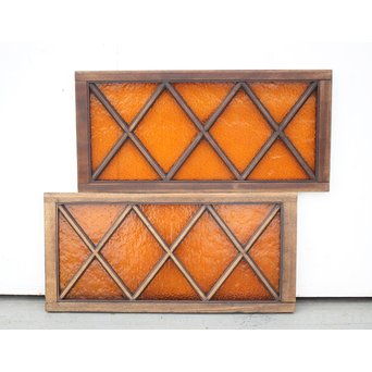 オレンジプレス色ガラス 明り取り/欄間 2枚1組　GD1281 