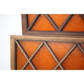 オレンジプレス色ガラス 明り取り/欄間 2枚1組　GD1281 