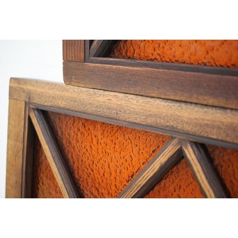 オレンジプレス色ガラス 明り取り/欄間 2枚1組　GD1281 