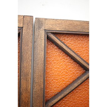 オレンジプレス色ガラス 明り取り/欄間 2枚1組　GD1281 