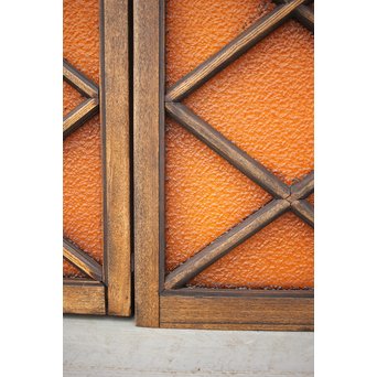 オレンジプレス色ガラス 明り取り/欄間 2枚1組　GD1281 