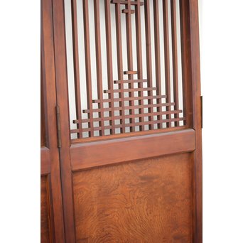 玉杢腰板 組子格子建具 2枚1組　L1029Y 