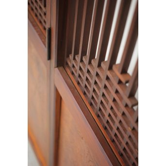 玉杢腰板 組子格子建具 2枚1組　L1029Y 