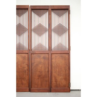 玉杢腰板 組子格子建具 2枚1組　L1029Y 