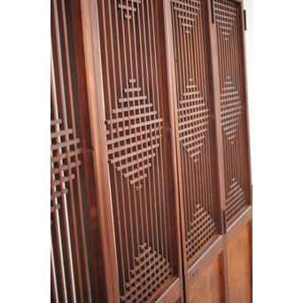 玉杢腰板 組子格子建具 2枚1組　L1029Y 