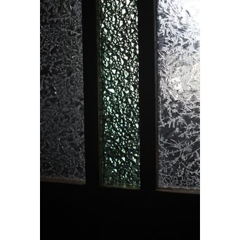 黄色と緑色ガラスの白木建具S 2枚1組　GD1289Y 