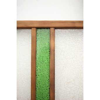 黄色と緑色ガラスの白木建具S 2枚1組　GD1289Y 