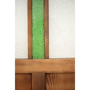 黄色と緑色ガラスの白木建具S 2枚1組　GD1289Y 