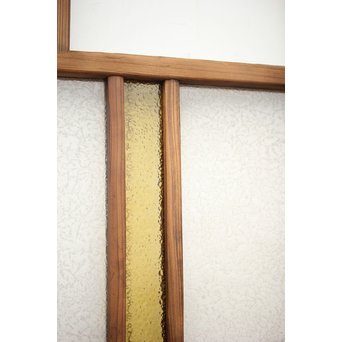 黄色と緑色ガラスの白木建具S 2枚1組　GD1289Y 
