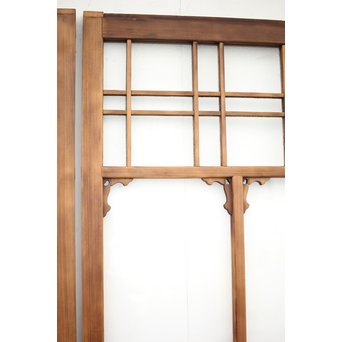 黄色と緑色ガラスの白木建具S 2枚1組　GD1289Y 