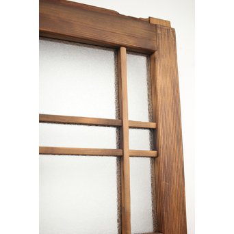 黄色と緑色ガラスの白木建具S 2枚1組　GD1289Y 