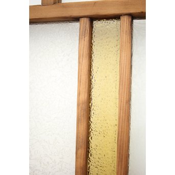黄色と緑色ガラスの白木建具S 2枚1組　GD1289Y 