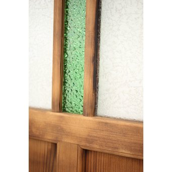 黄色と緑色ガラスの白木建具S 2枚1組　GD1289Y 