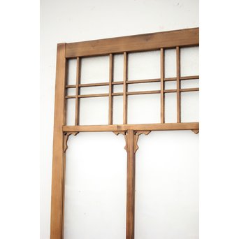 黄色と緑色ガラスの白木建具S 2枚1組　GD1289Y 