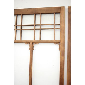 黄色と緑色ガラスの白木建具S 2枚1組　GD1289Y 