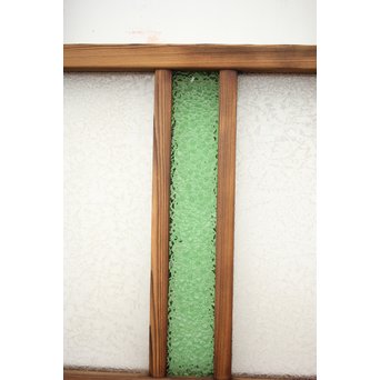 黄色と緑色ガラスの白木建具S 2枚1組　GD1289Y 