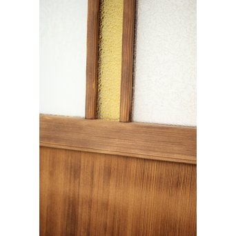 黄色と緑色ガラスの白木建具S 2枚1組　GD1289Y 