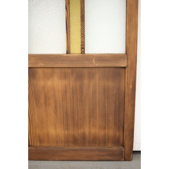 黄色と緑色ガラスの白木建具S 2枚1組　GD1289Y 