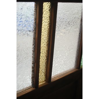 黄色と緑色ガラスの白木建具S 2枚1組　GD1289Y 