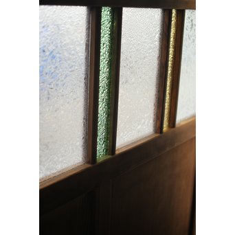 黄色と緑色ガラスの白木建具S 2枚1組　GD1289Y 