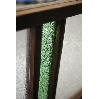 黄色と緑色ガラスの白木建具S 2枚1組　GD1289Y 