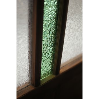 黄色と緑色ガラスの白木建具S 2枚1組　GD1289Y 