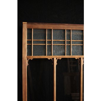 黄色と緑色ガラスの白木建具S 2枚1組　GD1289Y 